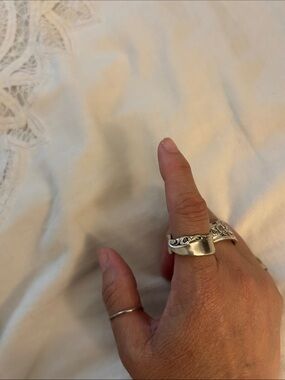 Silver Plated Floral Spoon Ring - Silver